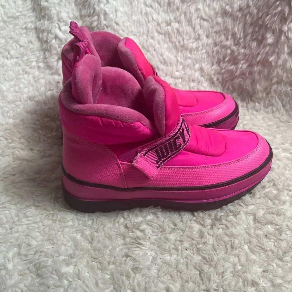 Juicy Couture Veronica Hot Pink & Black Puffer Ankle Boots Womens Size 7.5